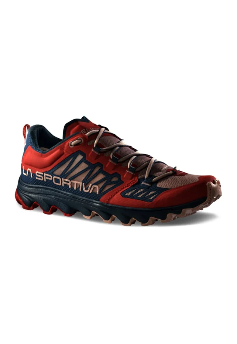Pantofi Helios III din material textil pentru alergare trail, Albastru inchis/Caramiziu/Roz prafuit