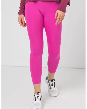 Colanti cu talie medie, buzunar cu fermoar, si tehnologie Dri-Fit, pentru alergare Fast, Roz fandango