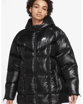 Geaca cu vatelina si logo Therma-Fit, Negru