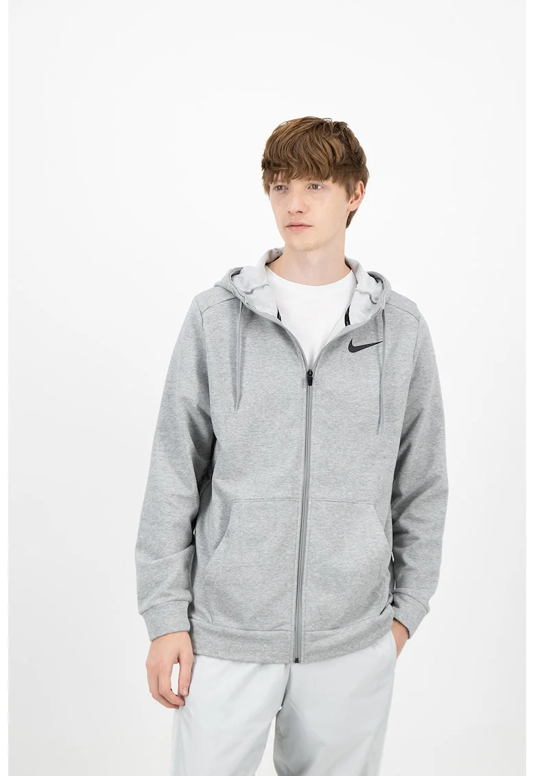 Hanorac cu fermoar si tehnologie Dri-Fit, pentru antrenament, Gri melange