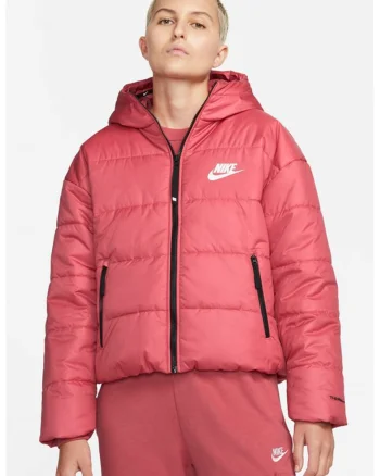 Geaca relaxed fit cu tehnologie Therma-fit si gluga, Alb/Negru/Roz