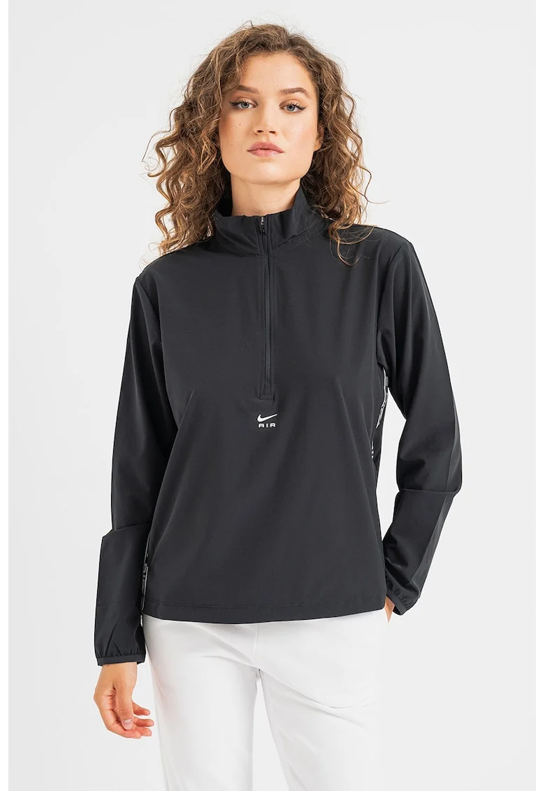 Jacheta fara inchidere cu tehnologie Dri-FIT si buzunare laterale pentru alergare Air, Alb/Negru