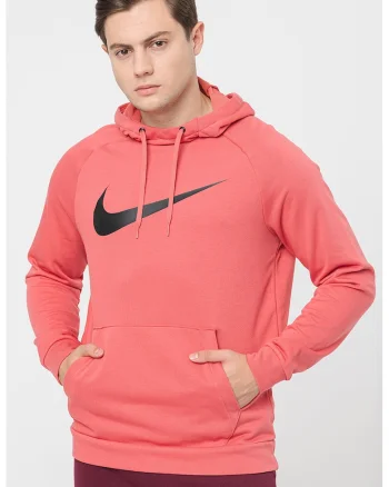 Hanorac cu logo si tehnologie Dri-Fit, pentru fitness, Rosu stins