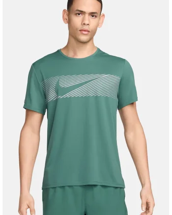 Tricou cu detalii fosforescente pentru alergare Miler Flash, Verde persan