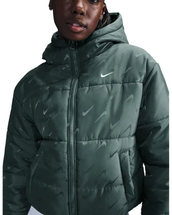 Jacheta crop cu gluga, Verde inchis