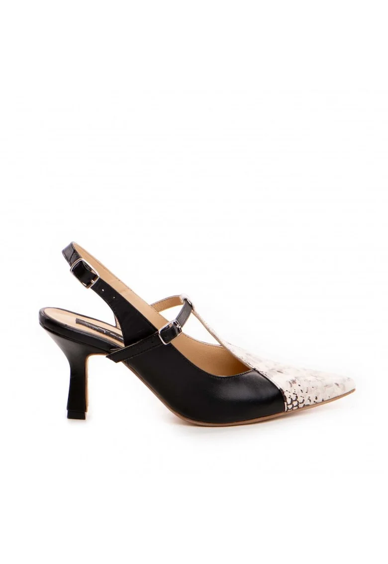 Pantofi stiletto piele naturala Negru Donna