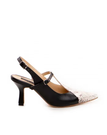 Pantofi stiletto piele naturala Negru Donna