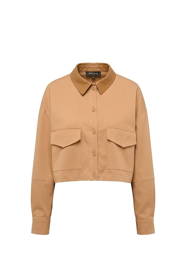 Jacheta crop din amestec de bumbac Lumina, Maro camel