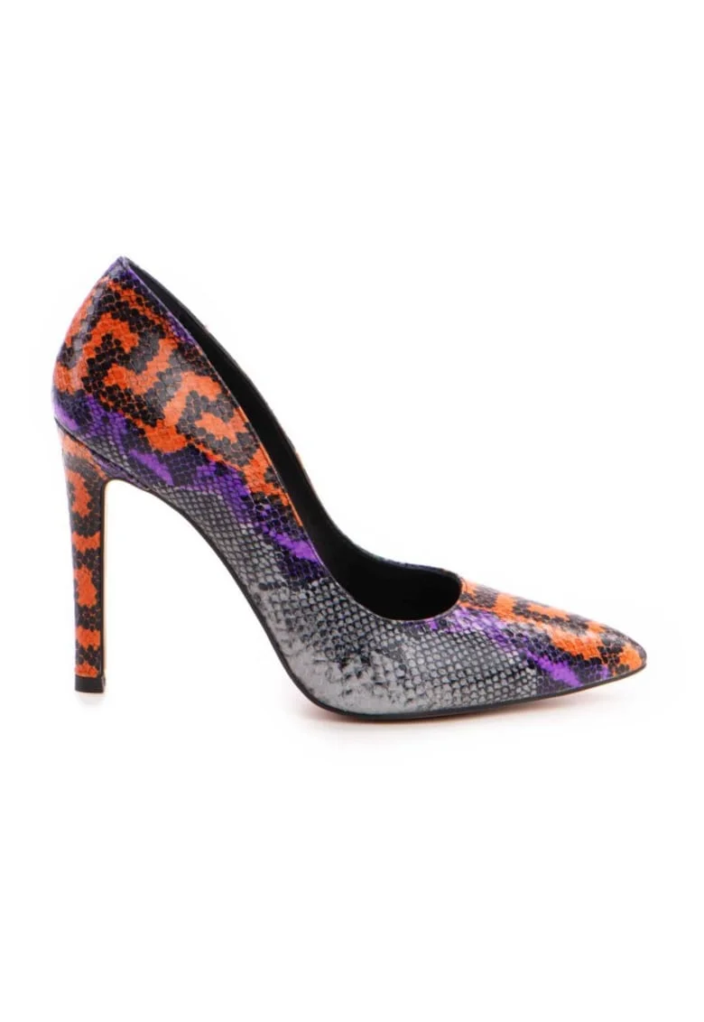 Pantofi stiletto piele naturala Multicolor