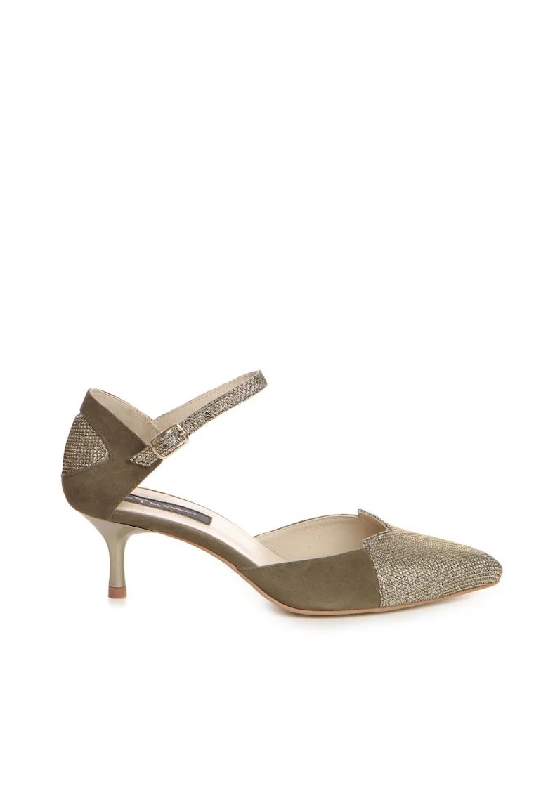 Pantofi stiletto piele naturala Kahki Coco