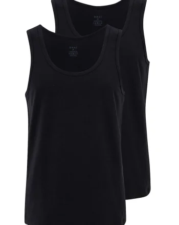 Set de top-uri cu decolteu rotund - 2 piese, Negru