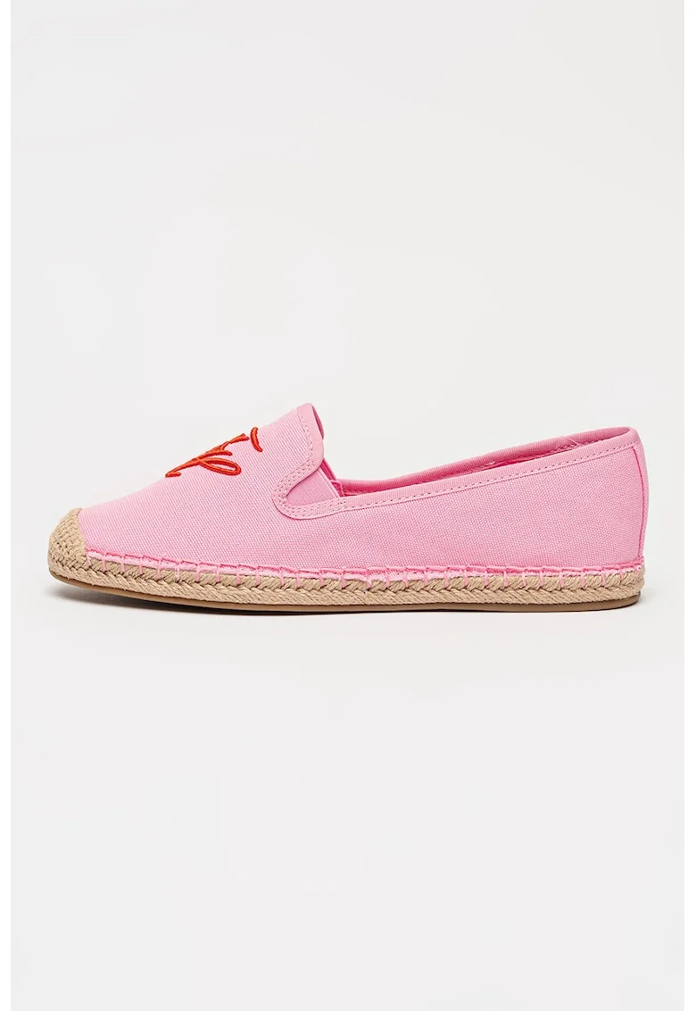 Espadrile canvas cu aplicatie logo, Roz
