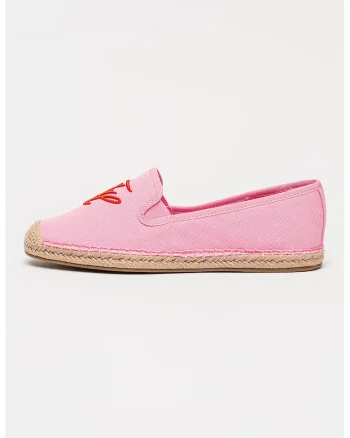 Espadrile canvas cu aplicatie logo, Roz