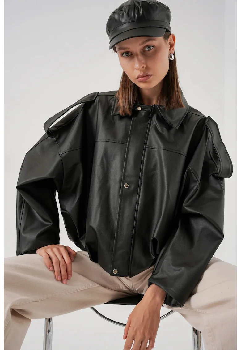 Geaca dama,  supradimensionata, neagra