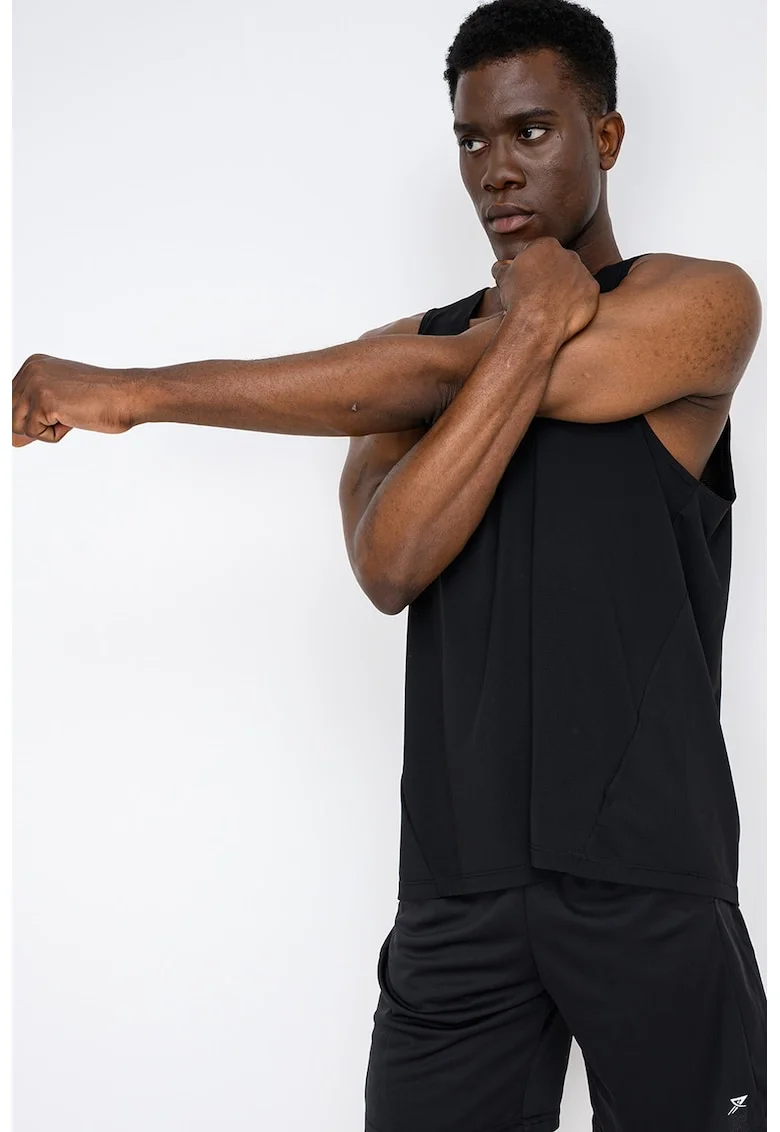 Top cu imprimeu logo pentru fitness, Negru