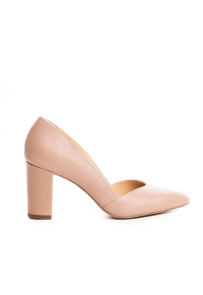 Pantofi stiletto piele naturala Nude Ava