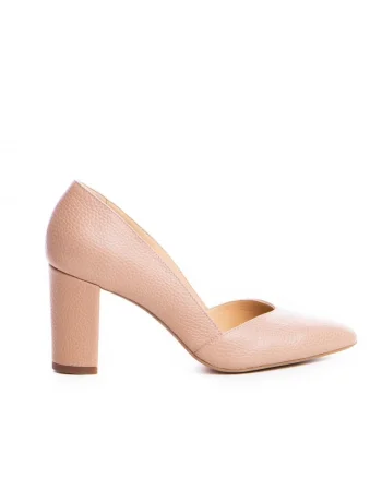 Pantofi stiletto piele naturala Nude Ava