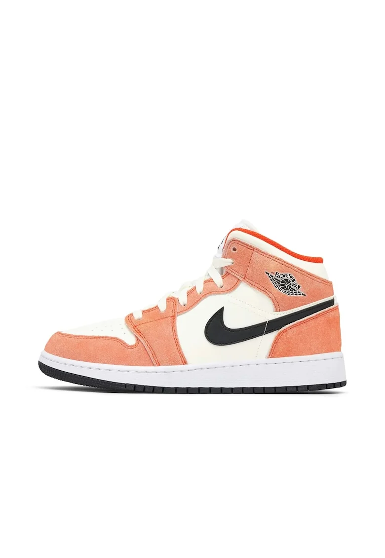 Pantofi sport dama,  Air Jordan 1 Mid "Orange Suede", portocalii,
