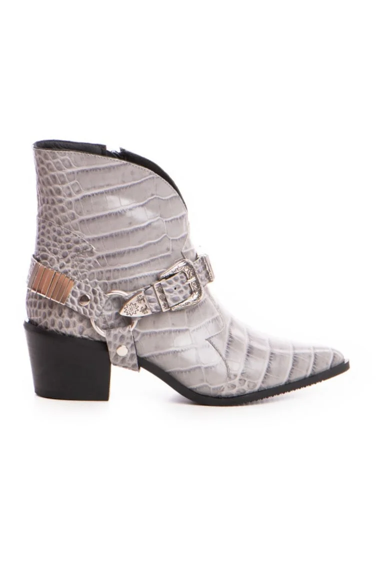 Ciocate dama Piele Naturala Gri Metal Bronx