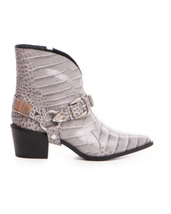 Ciocate dama Piele Naturala Gri Metal Bronx