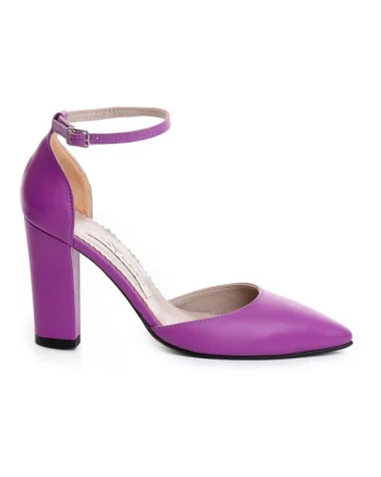 Pantofi Piele Naturala dama Mov Urban Block Pumps