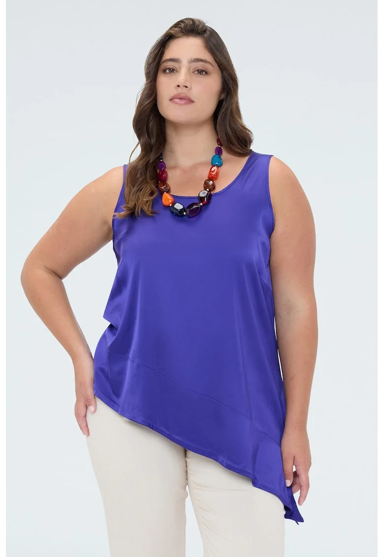 Top asimetric din satin, Albastru royal