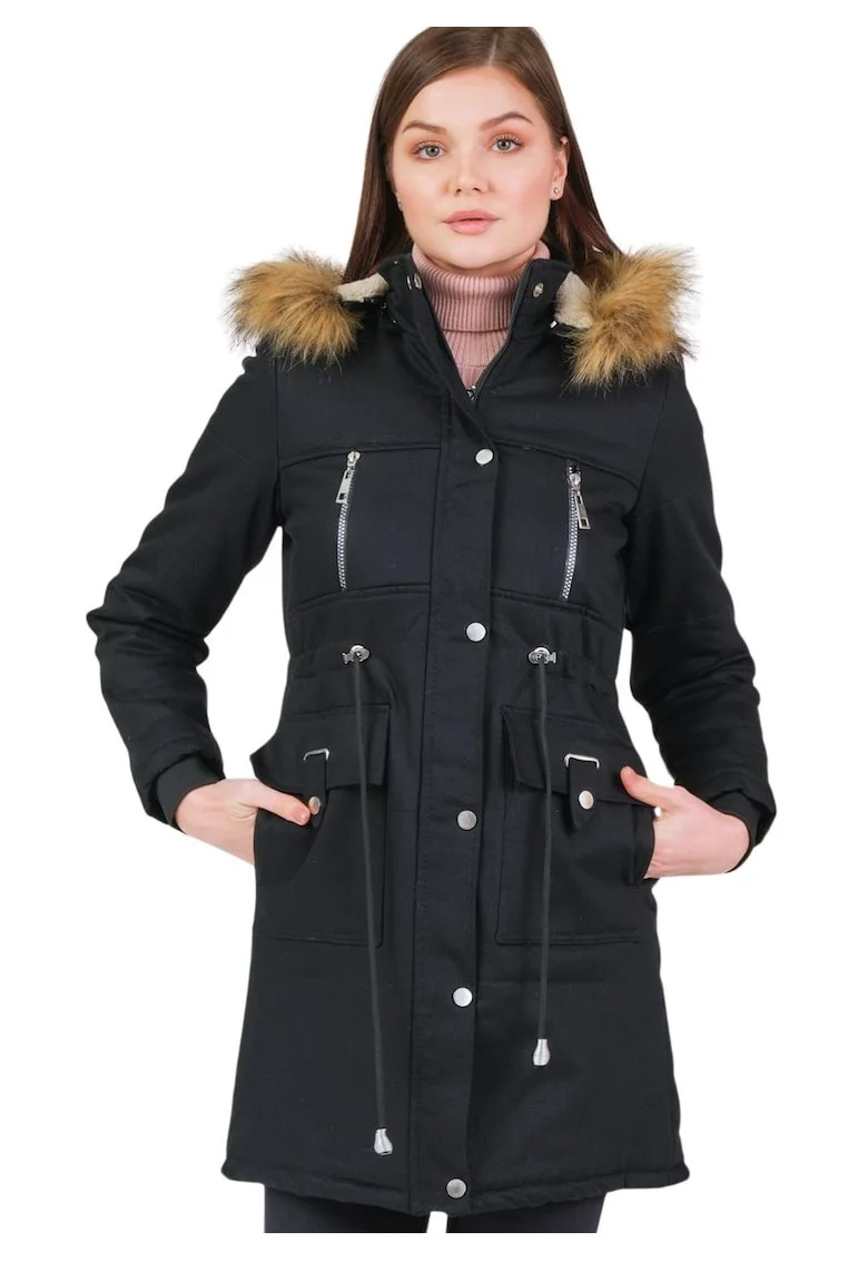 Geaca parka cu guler imblanit,