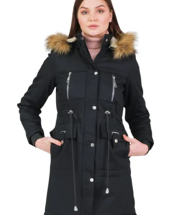 Geaca parka cu guler imblanit,