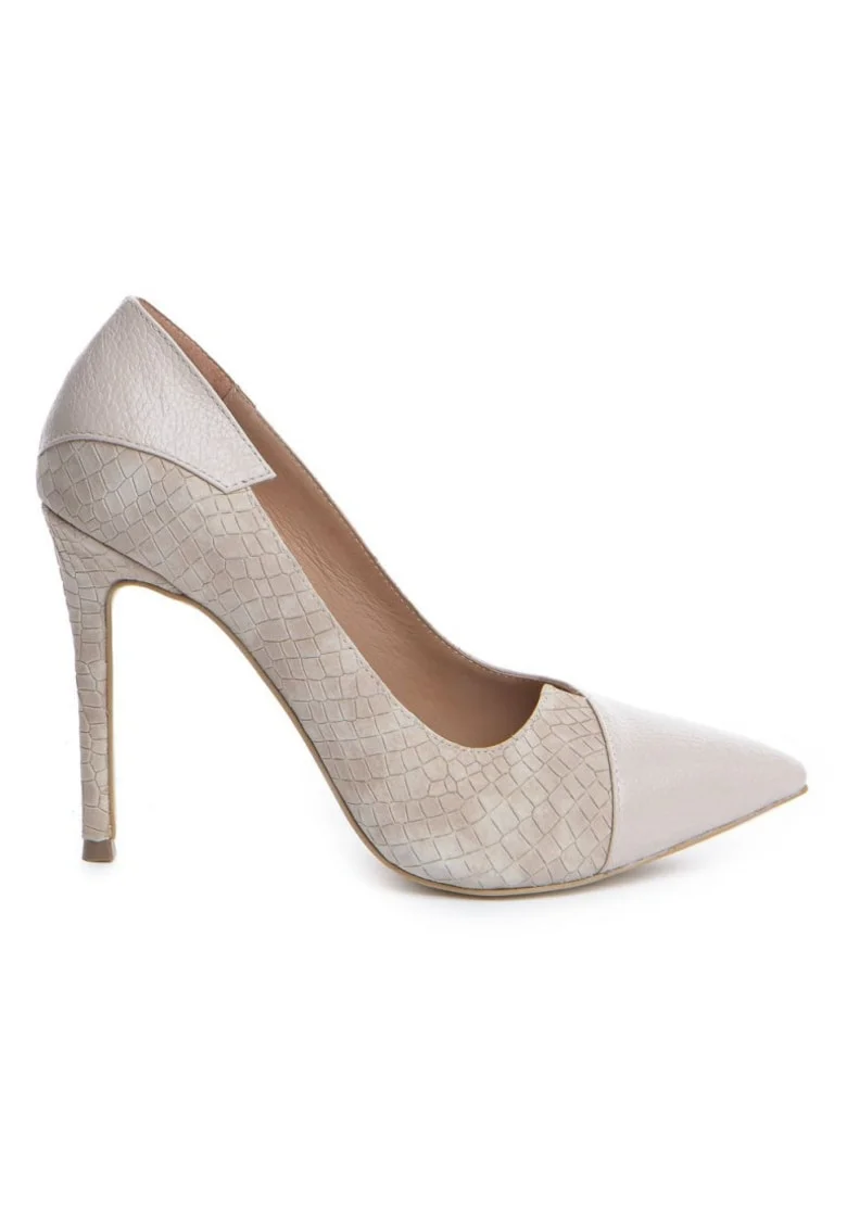Pantofi stiletto piele naturala Nude Selma