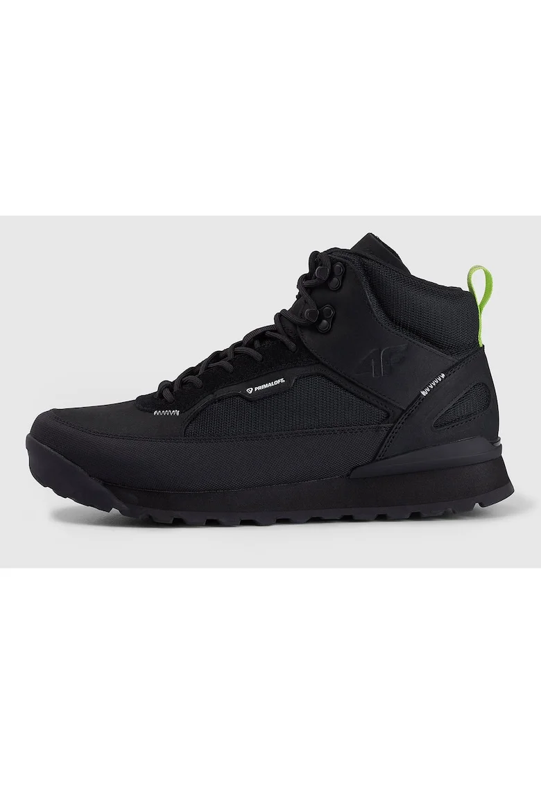 Ghete sport barbati  HEX, piele intoarsa, impermeabile, negre, talpa EVA