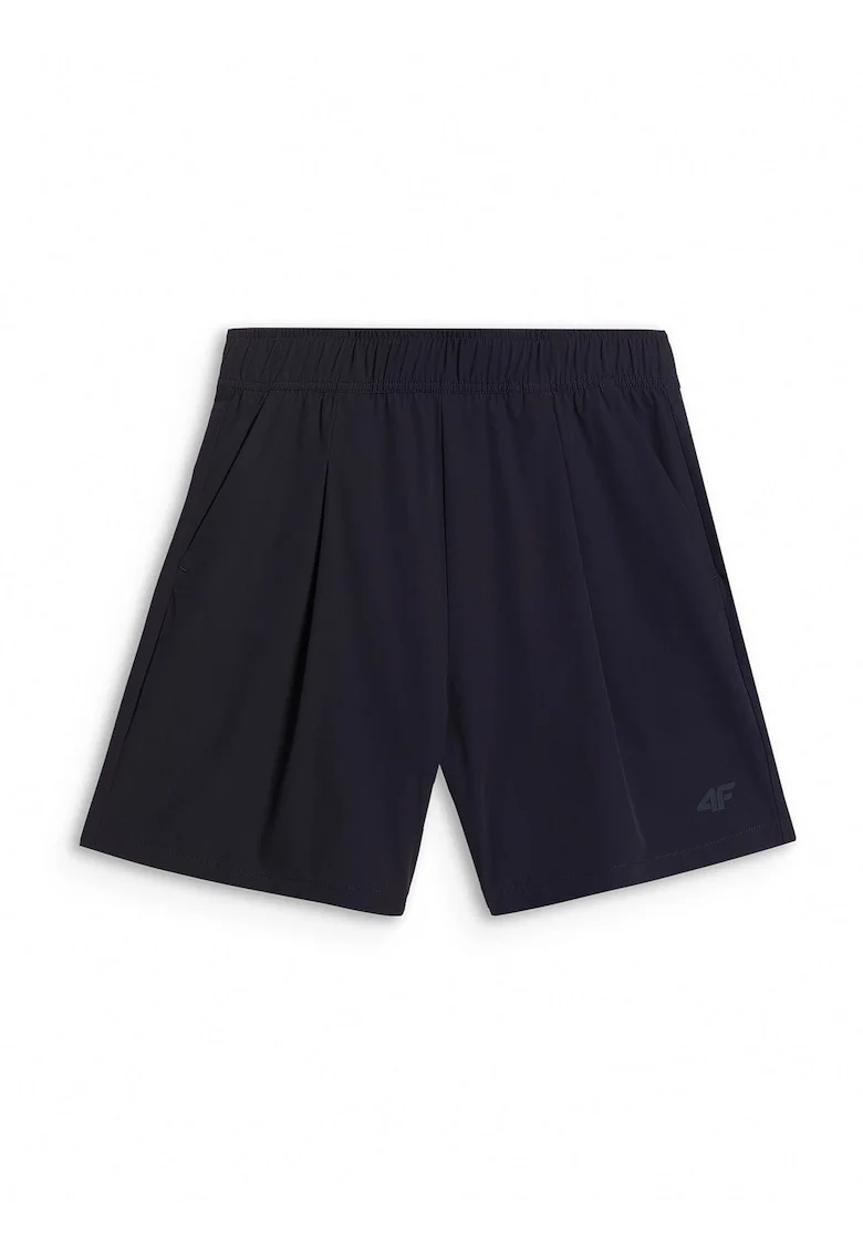 Pantaloni scurti casual dama  croiala lejera, talie inalta, negru, material elastic