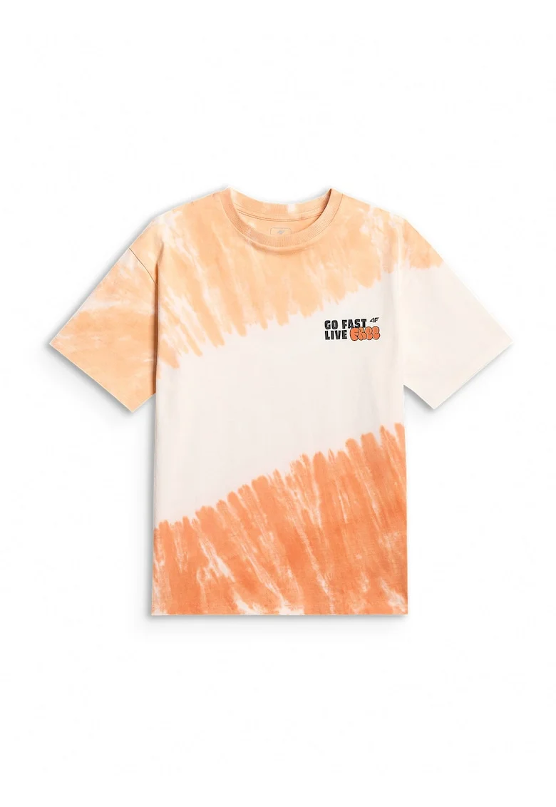 Tricou sport  baieti, croiala lejera, imprimeu tie-dye, portocaliu, bumbac