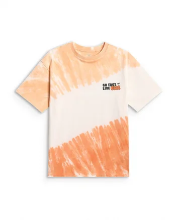 Tricou sport  baieti, croiala lejera, imprimeu tie-dye, portocaliu, bumbac
