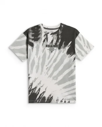 Tricou sport copii  croiala lejera, cu imprimeu, gri/alb, bumbac