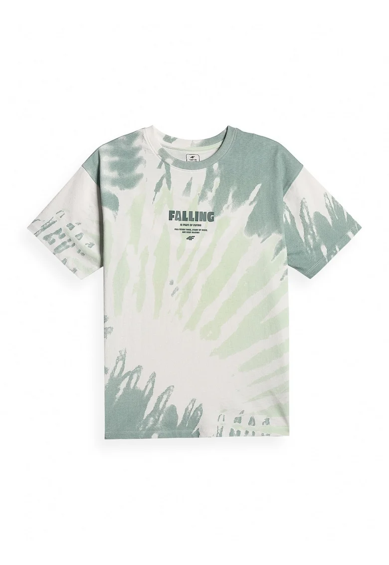 Tricou sport  baieti, croiala lejera, imprimeu dinamic, verde, bumbac
