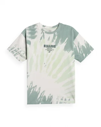 Tricou sport  baieti, croiala lejera, imprimeu dinamic, verde, bumbac
