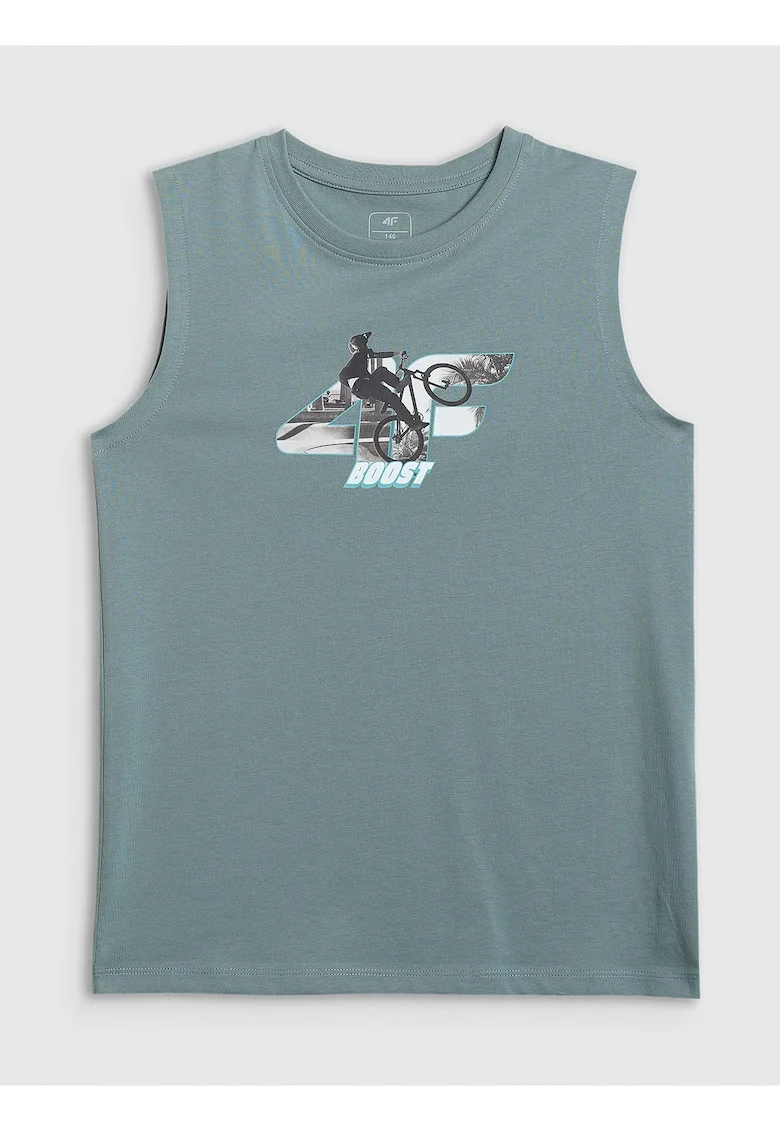 Tricou copii,  fara maneci, turcoaz, bumbac