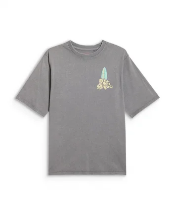 Tricou sport  pentru fete, croiala lejera, imprimeu grafic, gri, bumbac