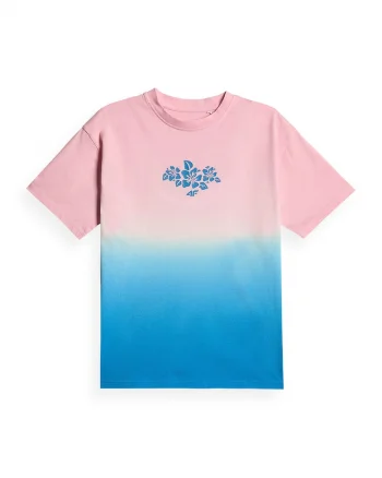 Tricou sport  pentru fete, croiala lejera, imprimeu, roz/albastru