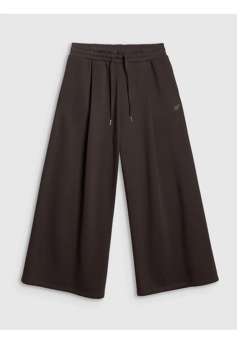 Pantaloni sport dama,  crac larg, talie inalta, maro, bumbac