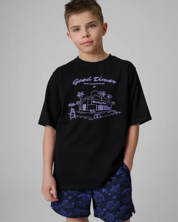 Tricou sport  pentru baieti, croiala lejera, negru/albastru, bumbac