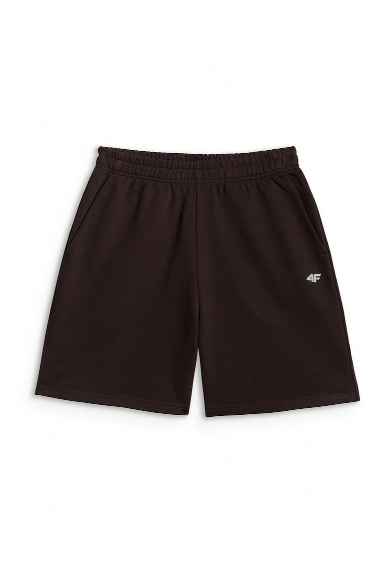 Pantaloni sport dama,  lejeri, talie inalta, maro, french terry