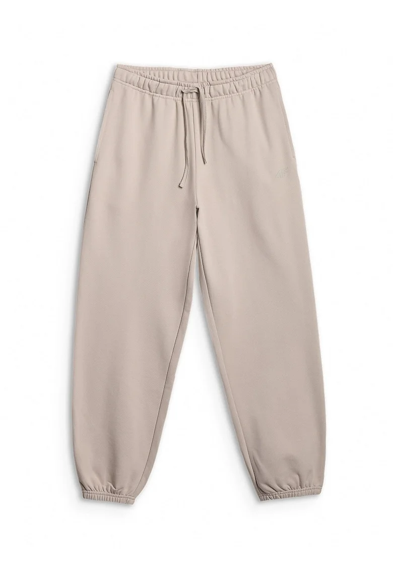 Pantaloni sport dama  jogger, croiala lejera, bej, french terry