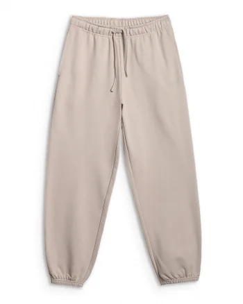 Pantaloni sport dama  jogger, croiala lejera, bej, french terry