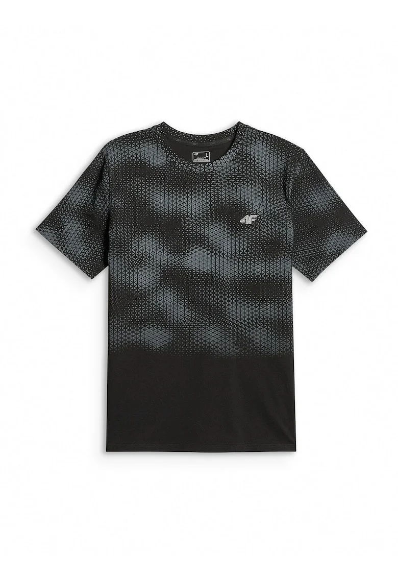 Tricou sport barbatesc  croiala regular, imprimeu distinctiv, negru, bumbac gros