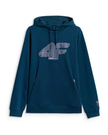 Hanorac sport barbatesc  regular fit, gluga ajustabila, turcoaz, bumbac|poliamida|elastan