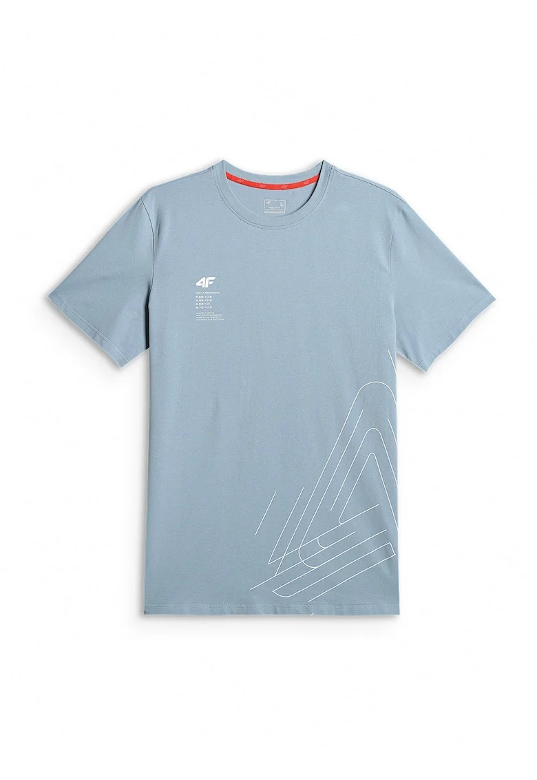 Tricou sport barbati  imprimeu distinctiv, croiala regular, albastru, bumbac