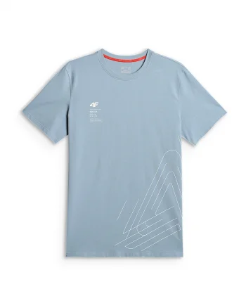 Tricou sport barbati  imprimeu distinctiv, croiala regular, albastru, bumbac
