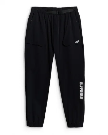 Pantaloni sport barbati,  negru, elastic, ajustare talie, croiala regulara