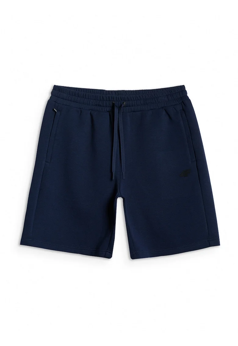Pantaloni scurti de trening barbati  bleumarin, croiala confortabila, talie ajustabila, 2 buzunare cu fermoar